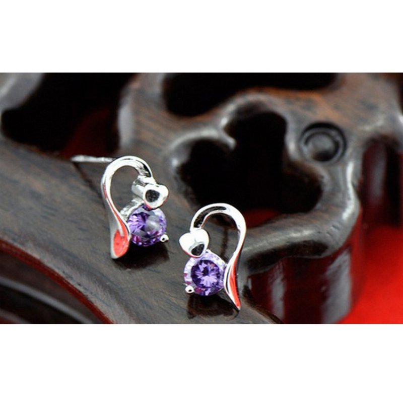 Silver Earrings Women's Earrings S925 Jewelry Love Heart Shaped Silver