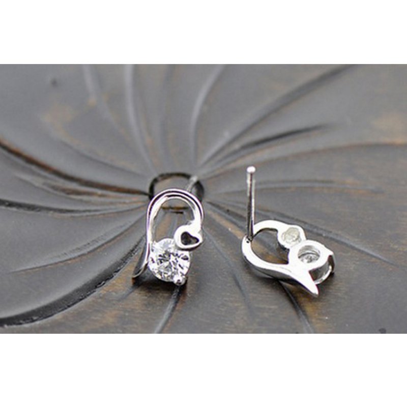 Silver Earrings Women's Earrings S925 Jewelry Love Heart Shaped Silver
